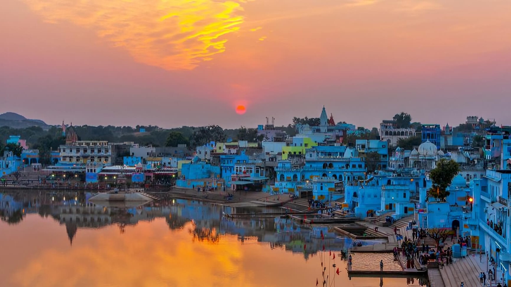 A vibrant photo of Pushkar's spiritual ghats.